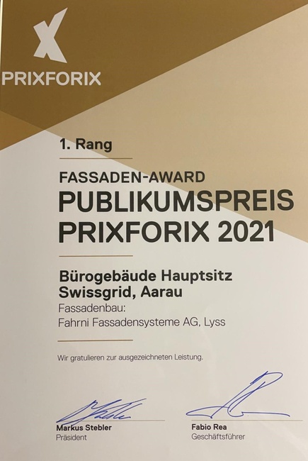 Fahrni ist Gewinner des Publikumpreises PRIXFORIX 2021
